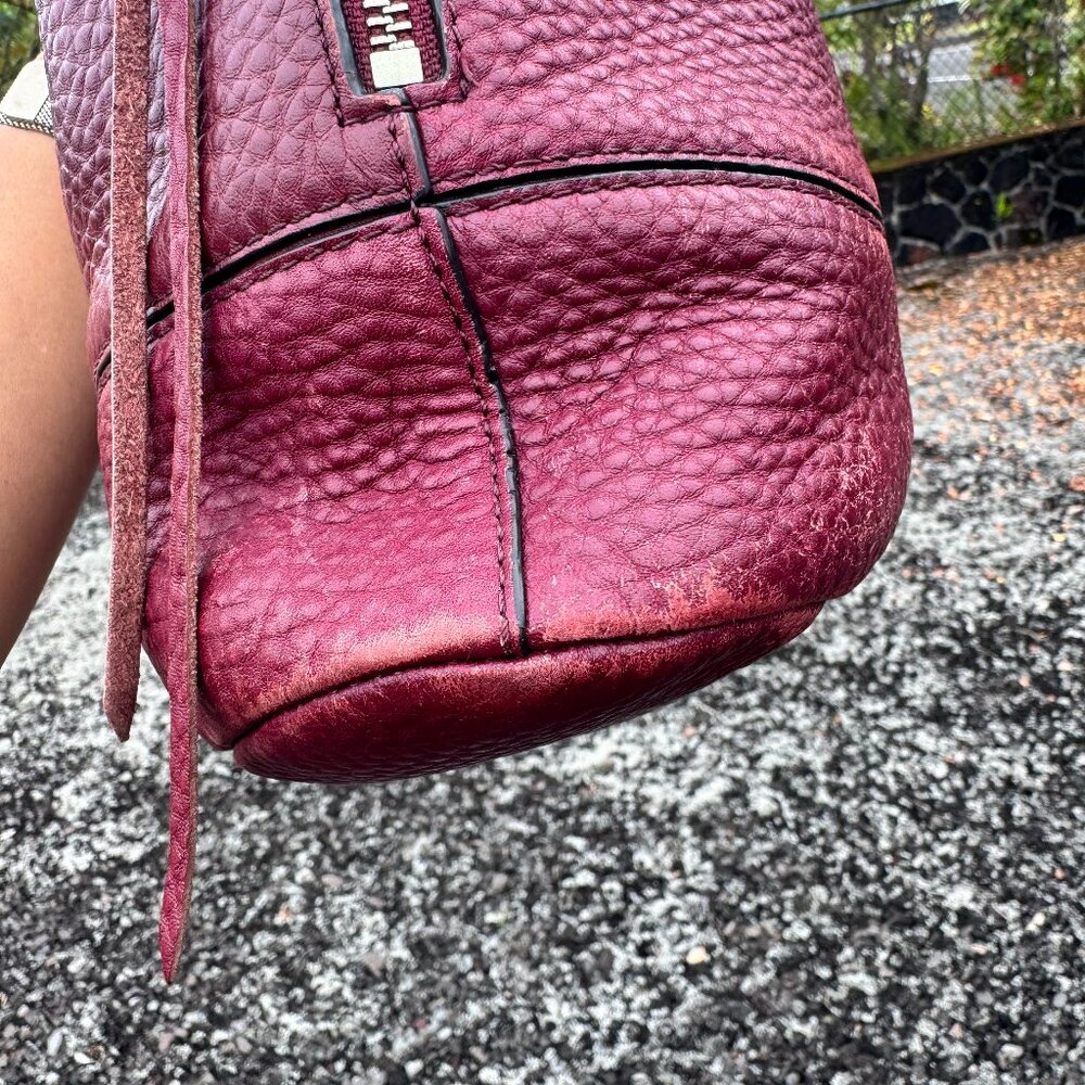 Rebecca Minkoff Burgundy Pebbled Leather Hobo Shoulder Bag - Picture 11 of 16